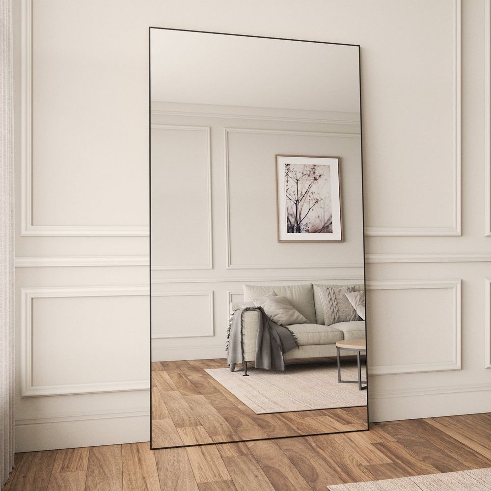 Mirrors - Extra Large Full Length Mirror With Black Frame (130x220cm) - SCANDINAVIAN GLASSFACTORY