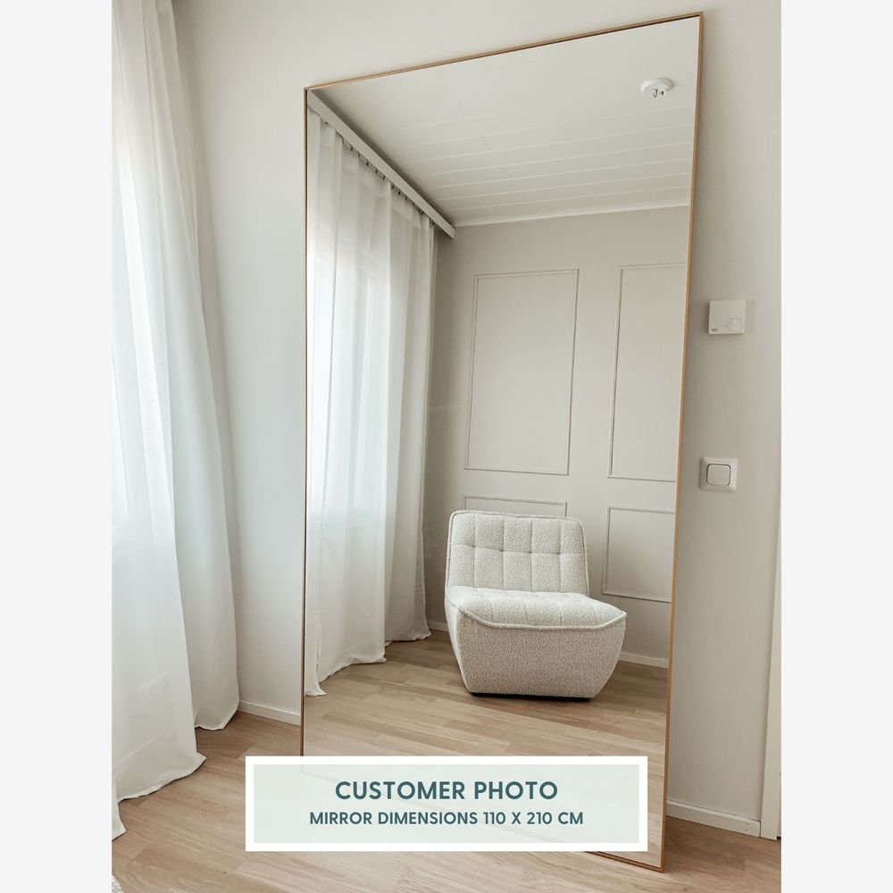 Mirrors - Extra Large Full Length Mirror With Gold Frame (110x210cm) - SCANDINAVIAN GLASSFACTORY