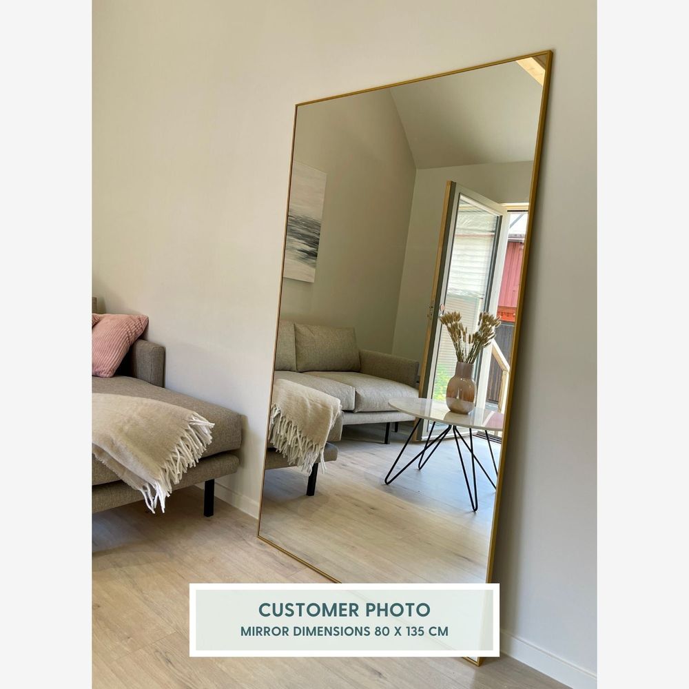 Mirrors - Large Full Length Mirror With Gold Frame (80x135cm) - SCANDINAVIAN GLASSFACTORY