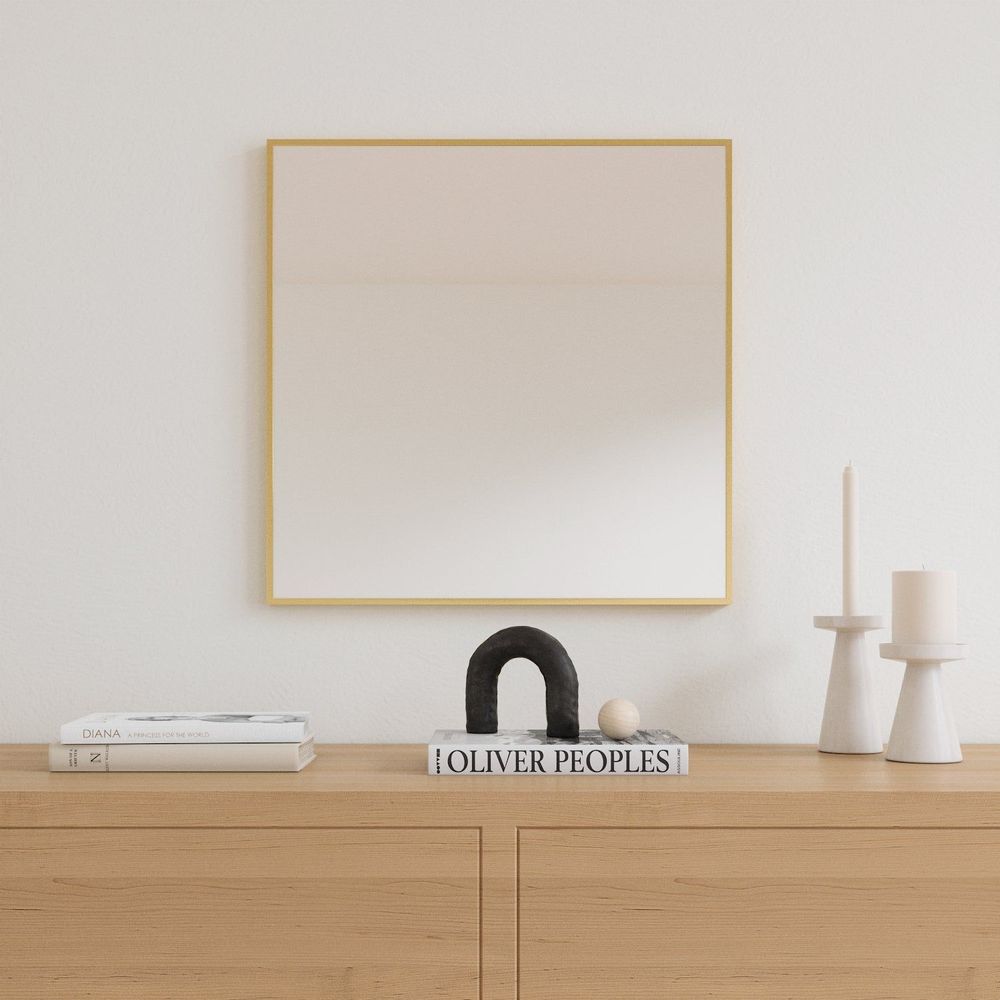 Miroirs - Petit miroir mural avec cadre doré (50x50cm) - SCANDINAVIAN GLASSFACTORY
