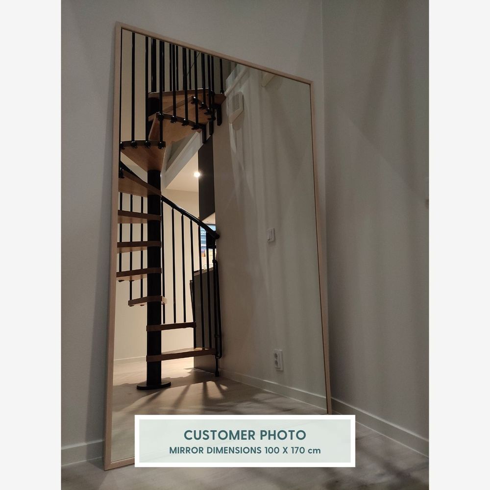 Mirrors - Large Full Length Mirror With Birch Frame (100x170cm) - SCANDINAVIAN GLASSFACTORY