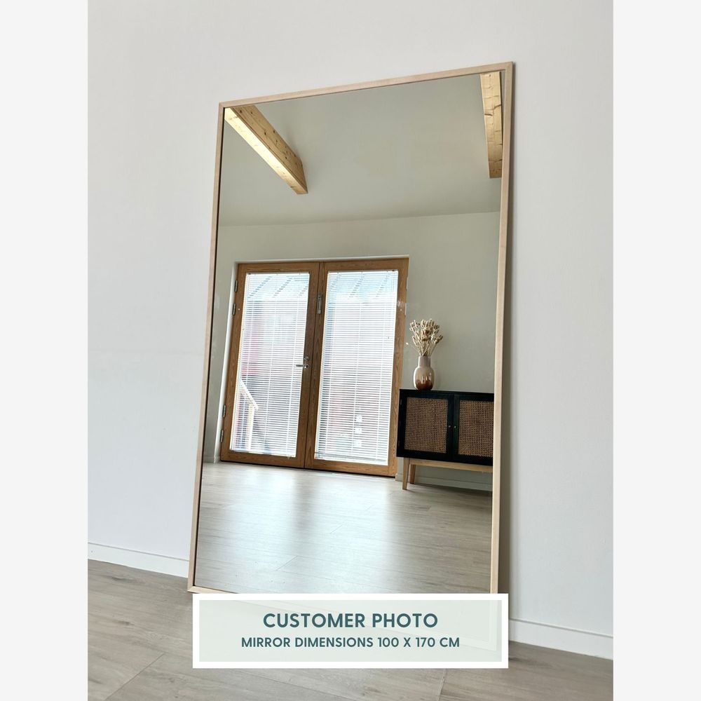 Mirrors - Large Full Length Mirror With Birch Frame (100x170cm) - SCANDINAVIAN GLASSFACTORY