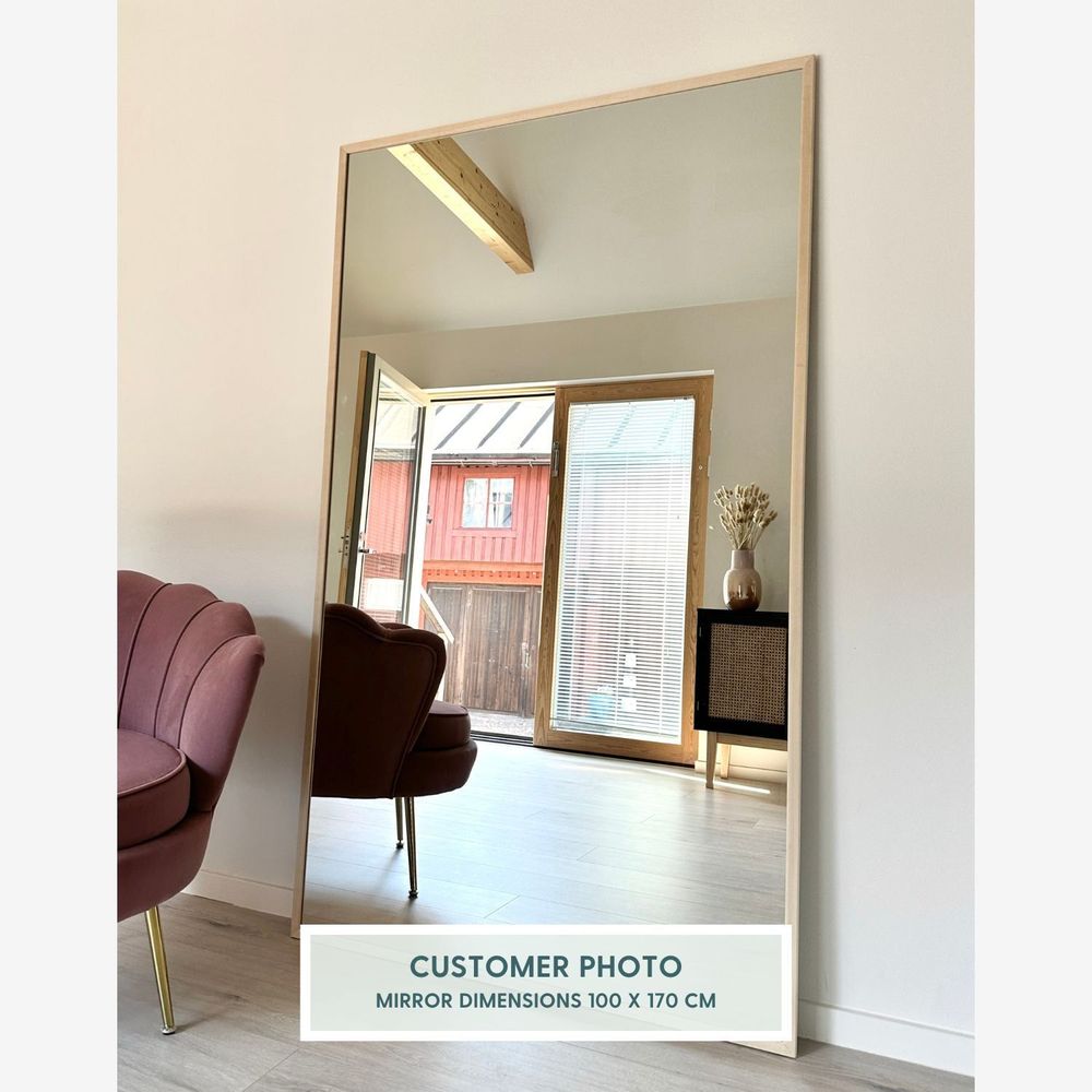 Mirrors - Large Full Length Mirror With Birch Frame (100x170cm) - SCANDINAVIAN GLASSFACTORY