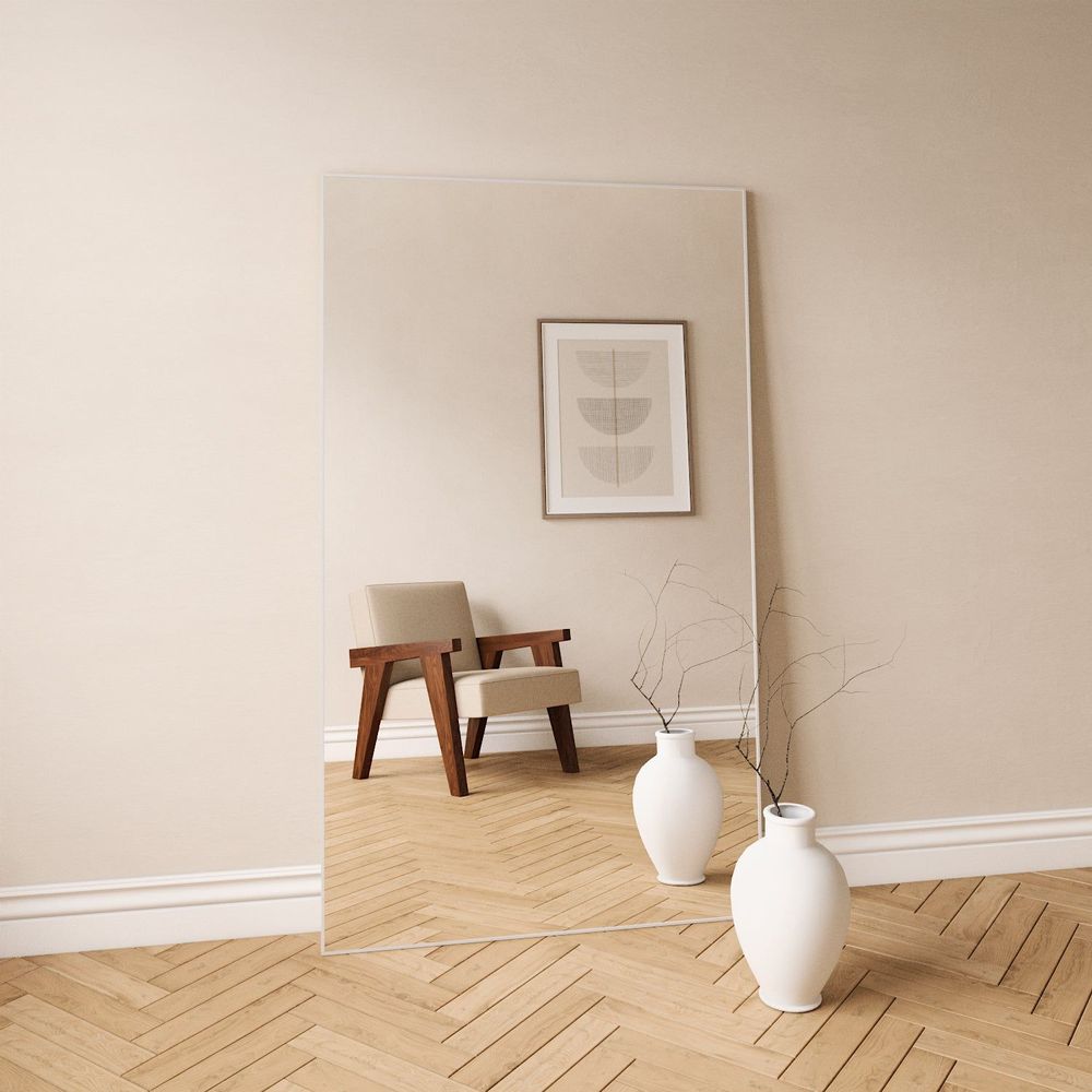 Mirrors - Large Full Length Mirror With White Frame (100x170cm) - SCANDINAVIAN GLASSFACTORY