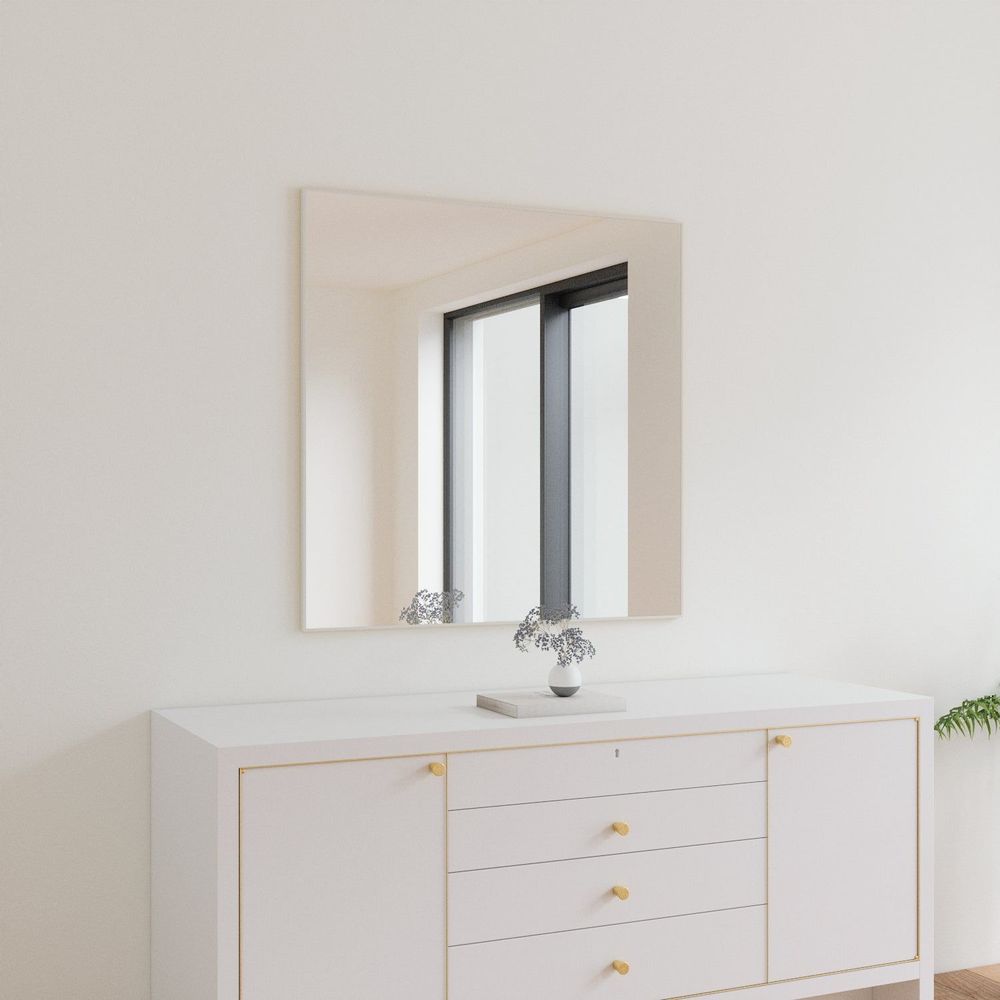 Miroirs - Miroir mural avec cadre blanc (100x100cm) - SCANDINAVIAN GLASSFACTORY