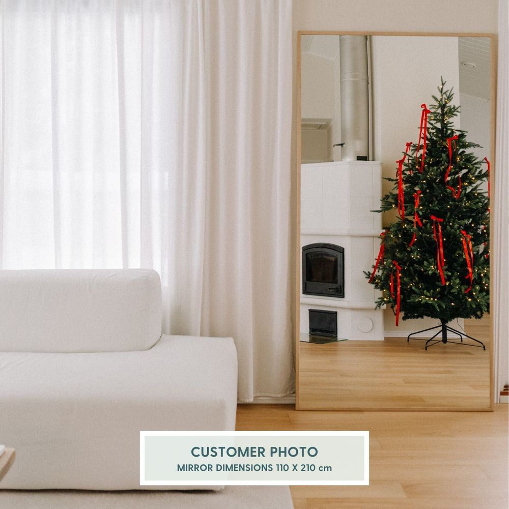 Mirrors - Extra Large Full Length Mirror With Oak Frame (110x210cm) - SCANDINAVIAN GLASSFACTORY