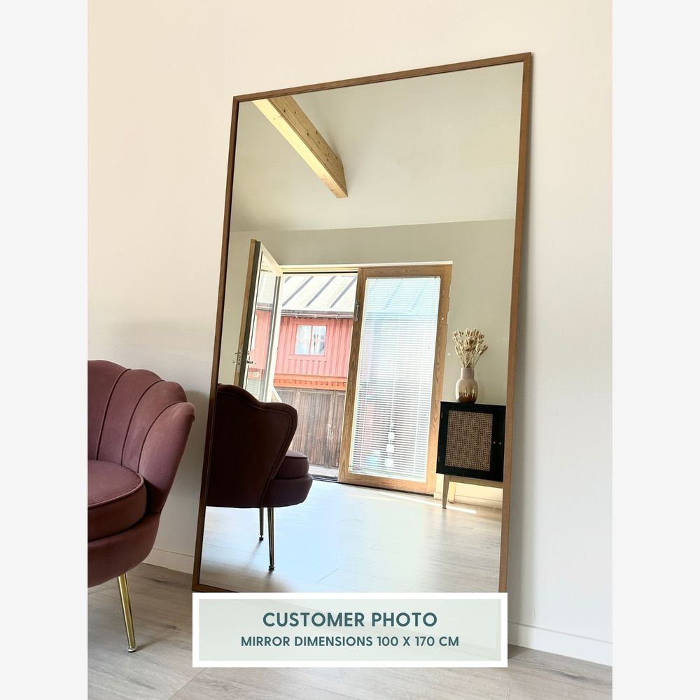 Mirrors - Large Full Length Mirror With Alder Frame (100x170cm) - SCANDINAVIAN GLASSFACTORY