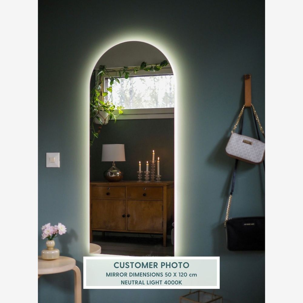 Mirrors - Arch - Modern Mirror With LED-Lights (50x120cm) - SCANDINAVIAN GLASSFACTORY