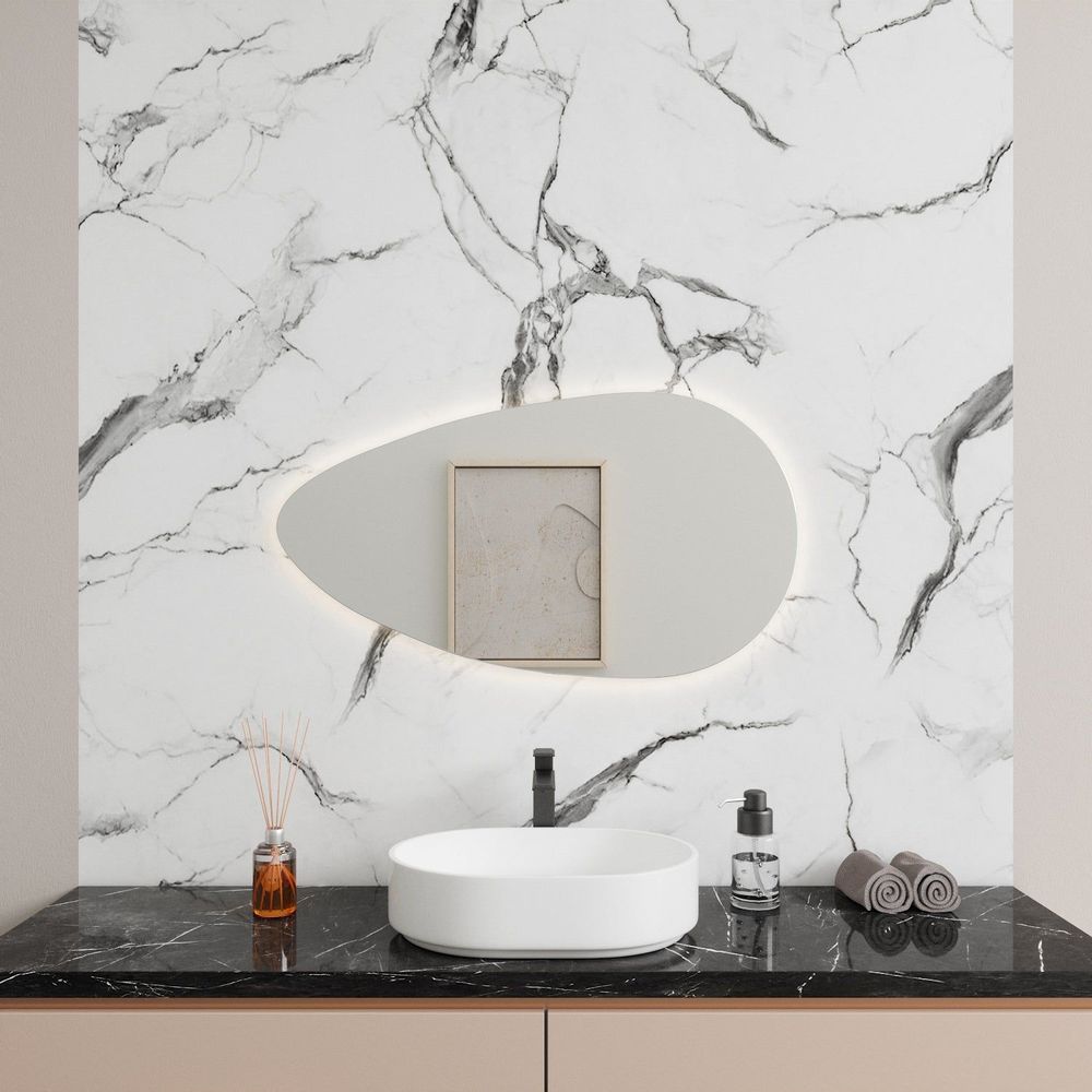 Mirrors - Drop - Asymmetrical Mirror With Lights (55x100cm) - SCANDINAVIAN GLASSFACTORY
