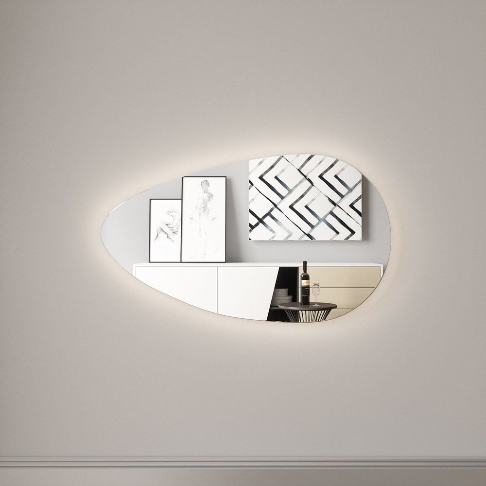 Mirrors - Drop - Asymmetrical Mirror With Lights (70x120cm) - SCANDINAVIAN GLASSFACTORY