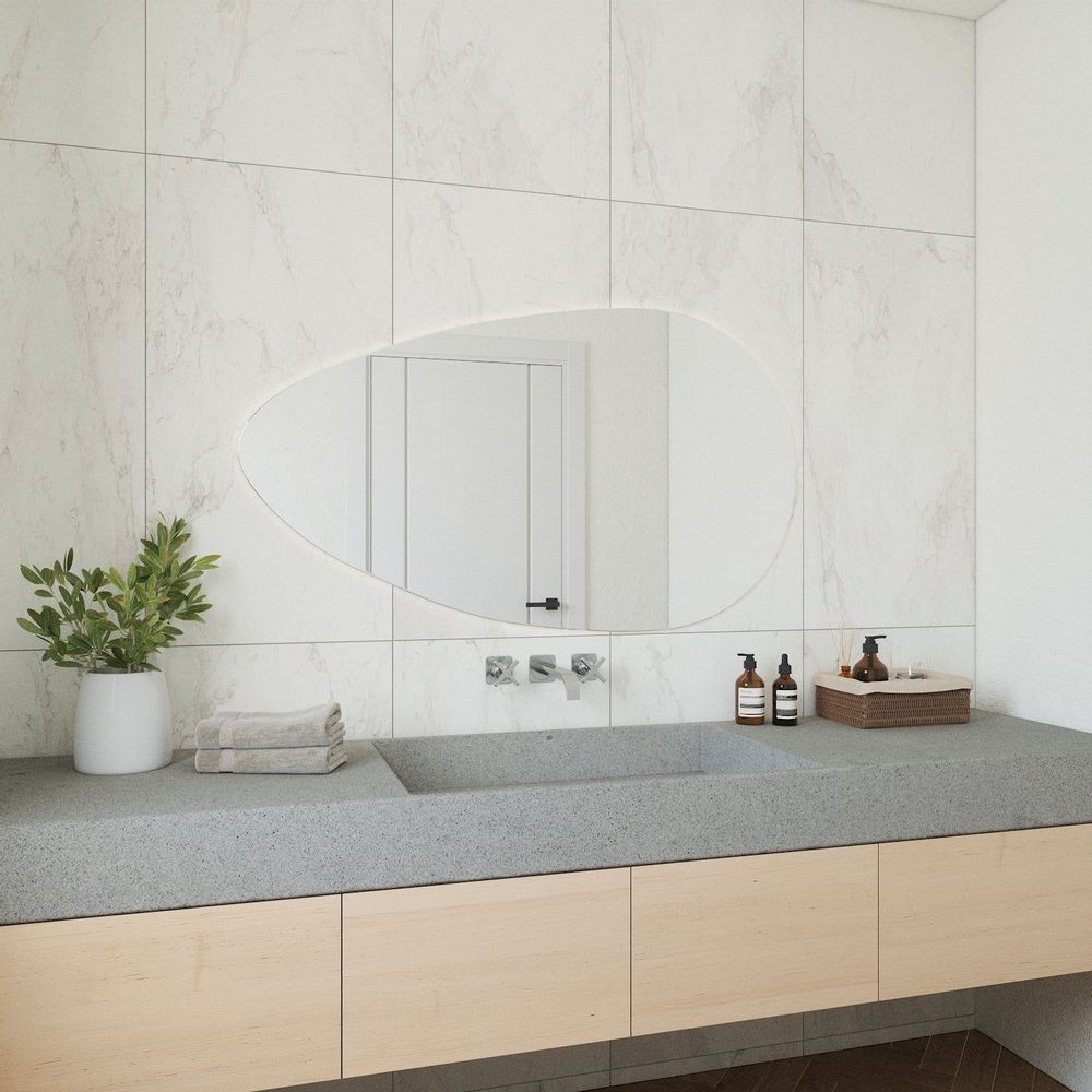Miroirs - Drop - Miroir Asymétrique Avec Lumières (75x130cm) - SCANDINAVIAN GLASSFACTORY