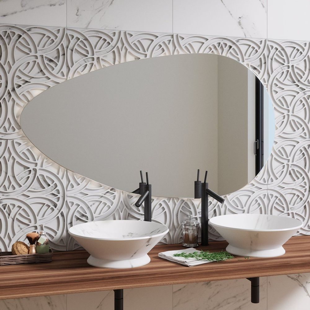 Mirrors - Drop - Asymmetrical Mirror With Lights (85x150cm) - SCANDINAVIAN GLASSFACTORY