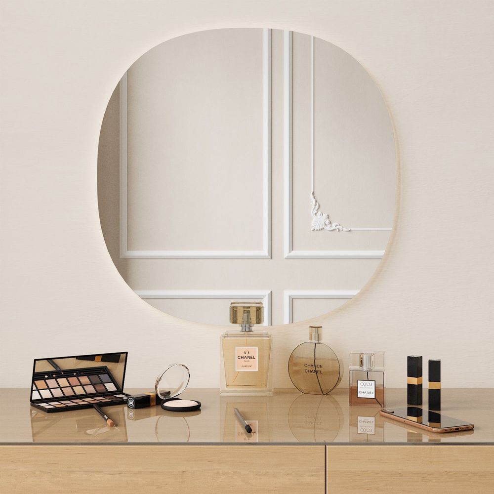 Miroirs - Miroir en forme d'ellipse avec lumières (60 cm) - SCANDINAVIAN GLASSFACTORY