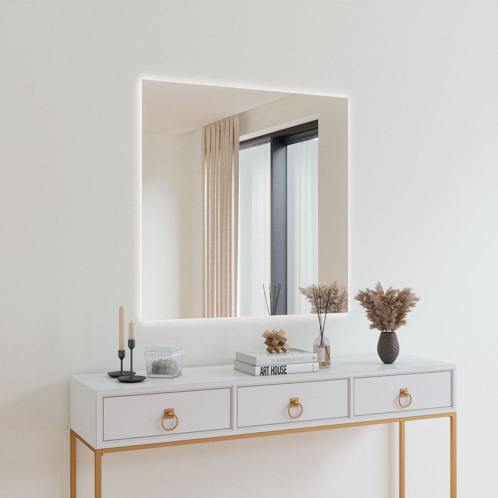 Miroirs - Miroir Rectangulaire Avec Lumières (100x100cm) - SCANDINAVIAN GLASSFACTORY