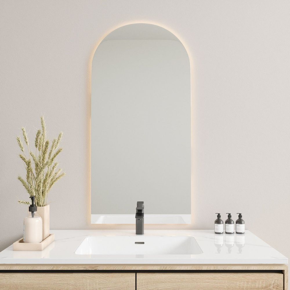 Mirrors - Half Arch Mirror With Lights (60x120cm) - SCANDINAVIAN GLASSFACTORY