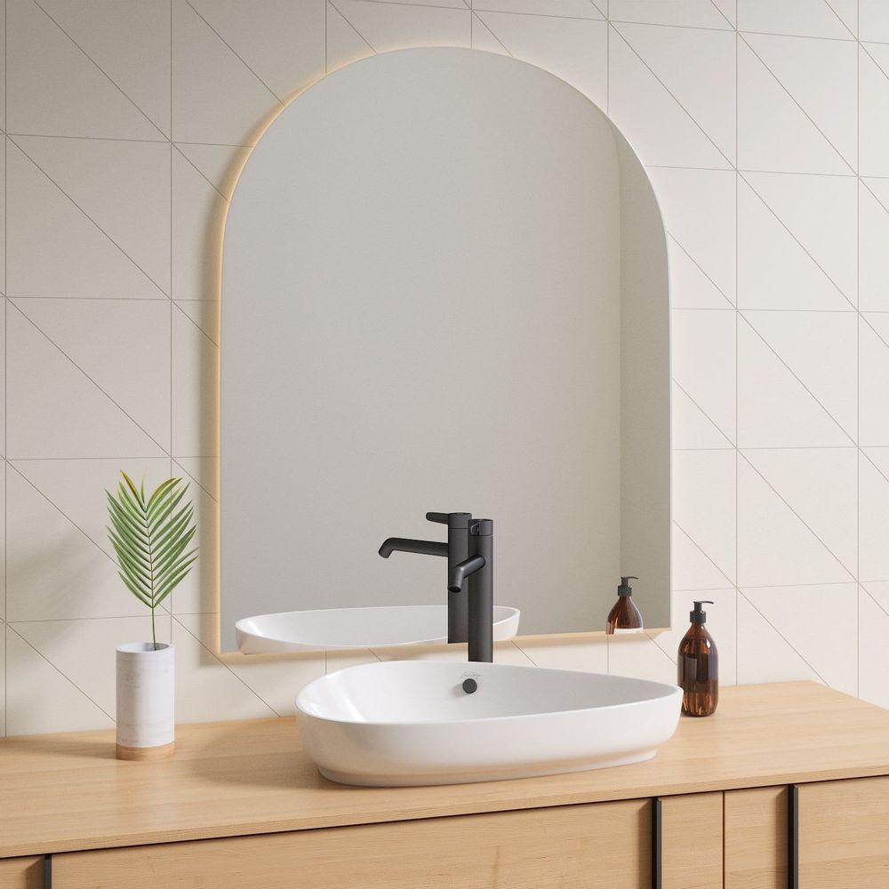Miroirs - Miroir demi-arche avec lumières (80x100cm) - SCANDINAVIAN GLASSFACTORY