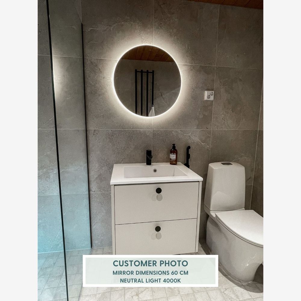 Miroirs - Miroir rond avec lumières LED (60 cm) - SCANDINAVIAN GLASSFACTORY