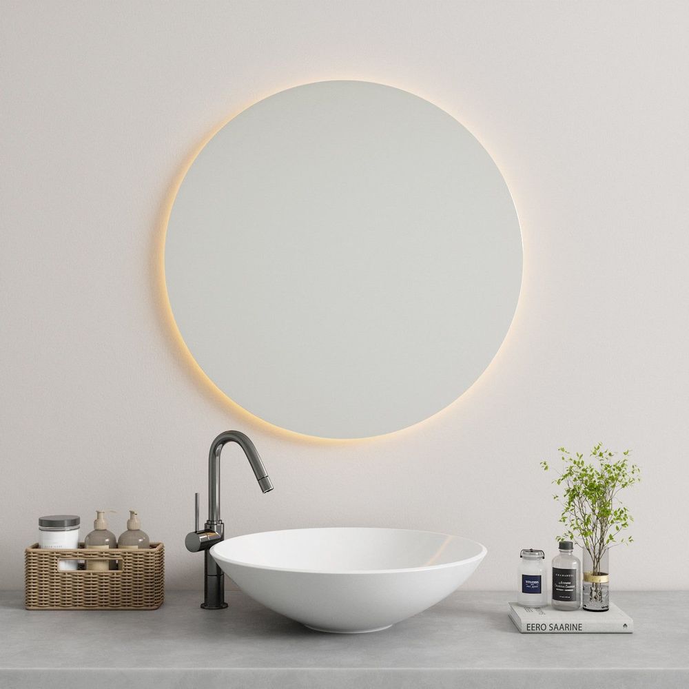 Mirrors - Round Mirror With LED-Lights (80cm) - SCANDINAVIAN GLASSFACTORY
