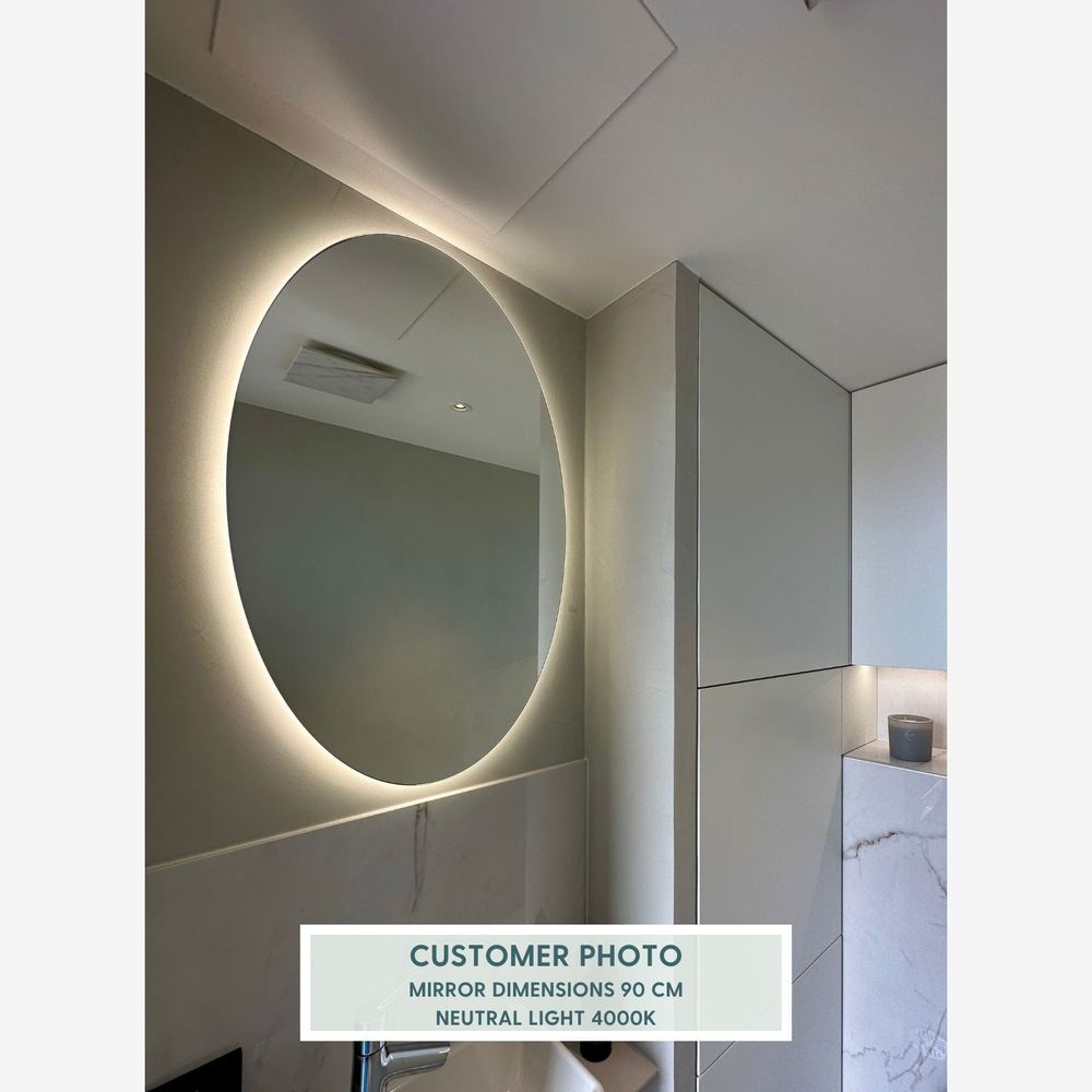 Miroirs - Miroir rond avec lumières LED (90 cm) - SCANDINAVIAN GLASSFACTORY