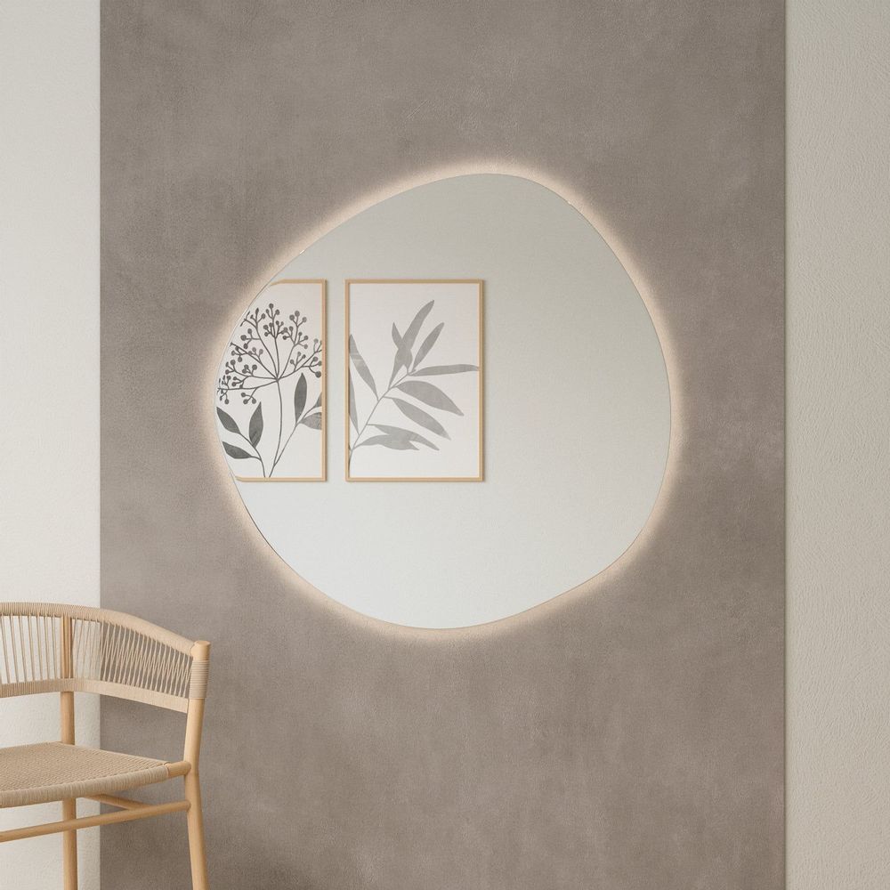 Miroirs - Stone - Miroir Asymétrique Avec Lumières (100x100cm) - SCANDINAVIAN GLASSFACTORY