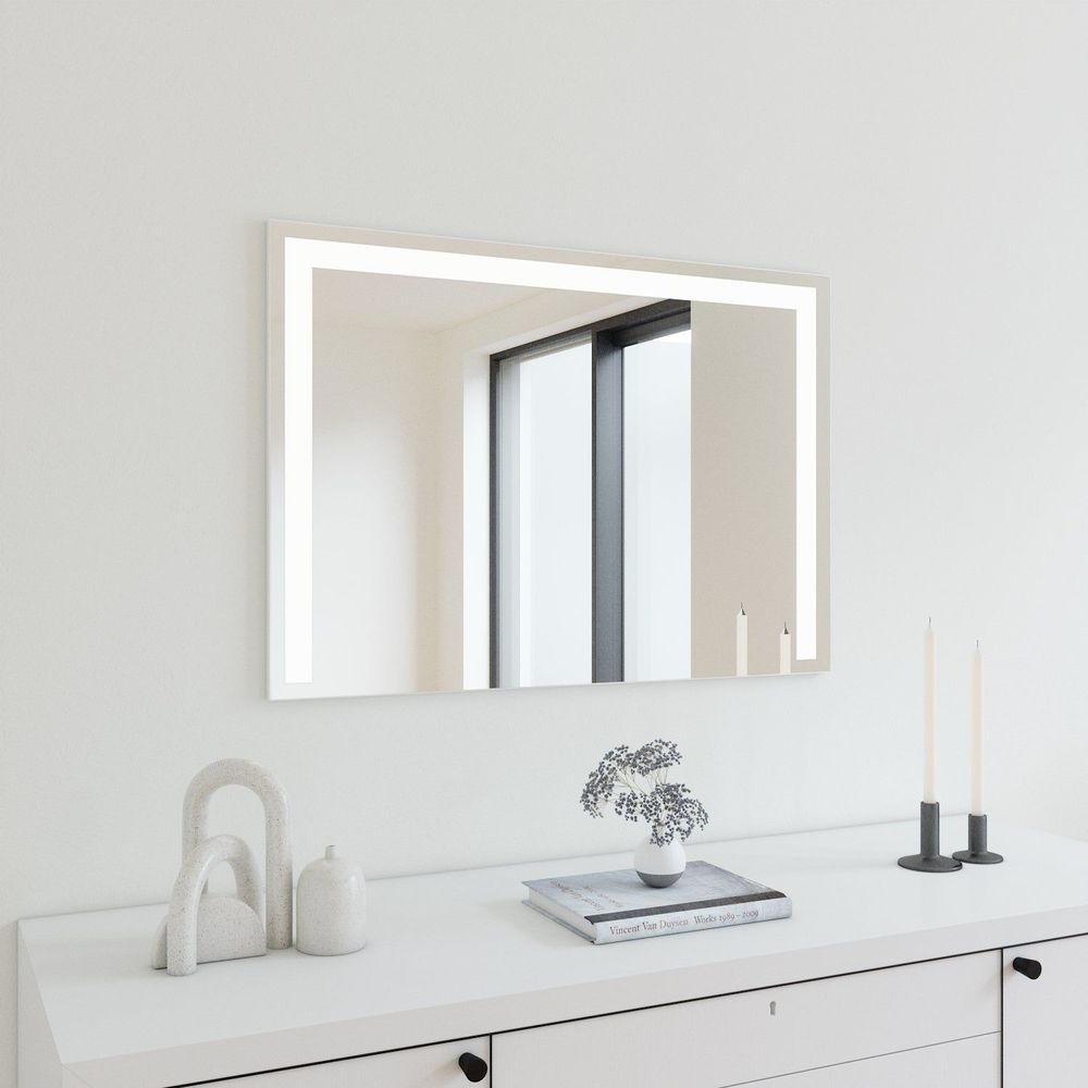 Bathroom mirrors - LED Mirror, 3 Light Strips (100x70cm) - SCANDINAVIAN GLASSFACTORY