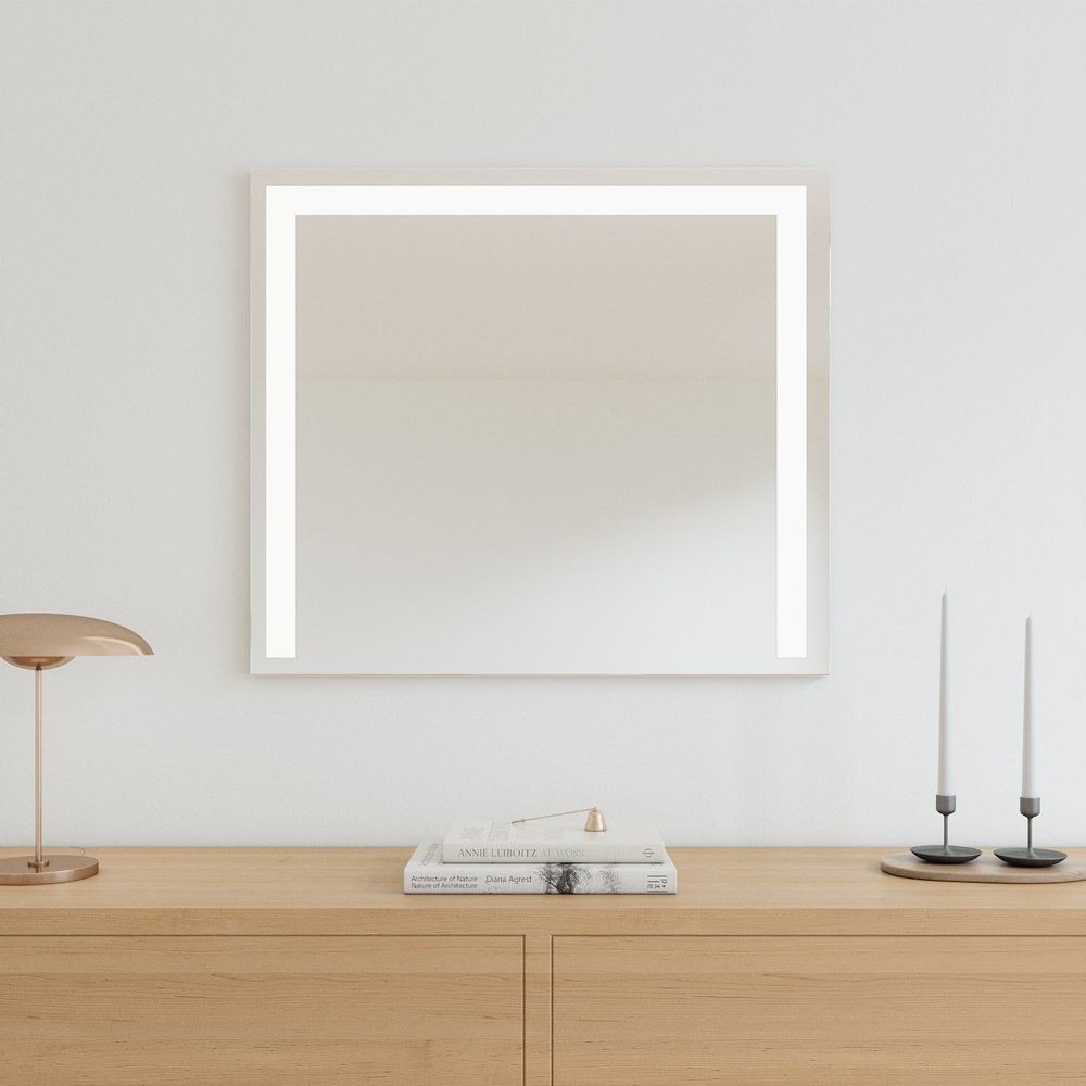 Bathroom mirrors - LED Mirror, 3 Light Strips (80x70cm) - SCANDINAVIAN GLASSFACTORY