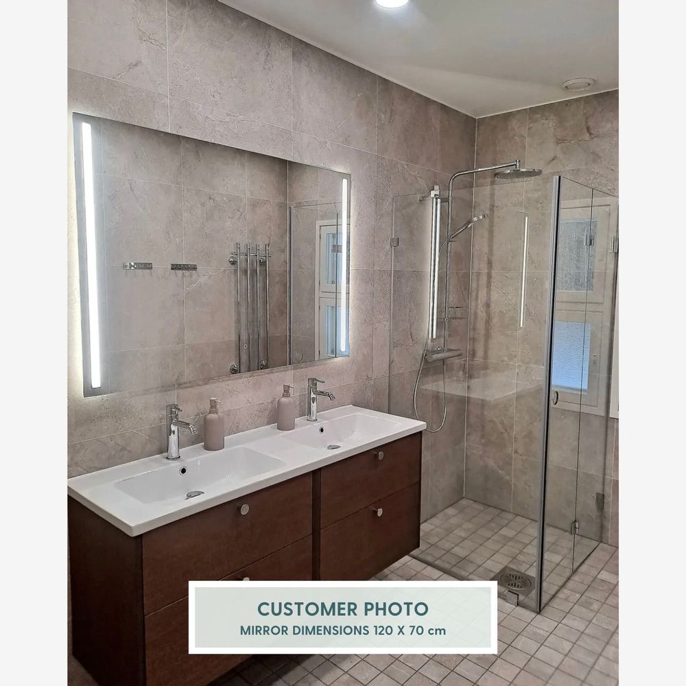 Miroirs pour salle de bain - Miroir LED, 2 bandes lumineuses (120 x 70 cm) - SCANDINAVIAN GLASSFACTORY
