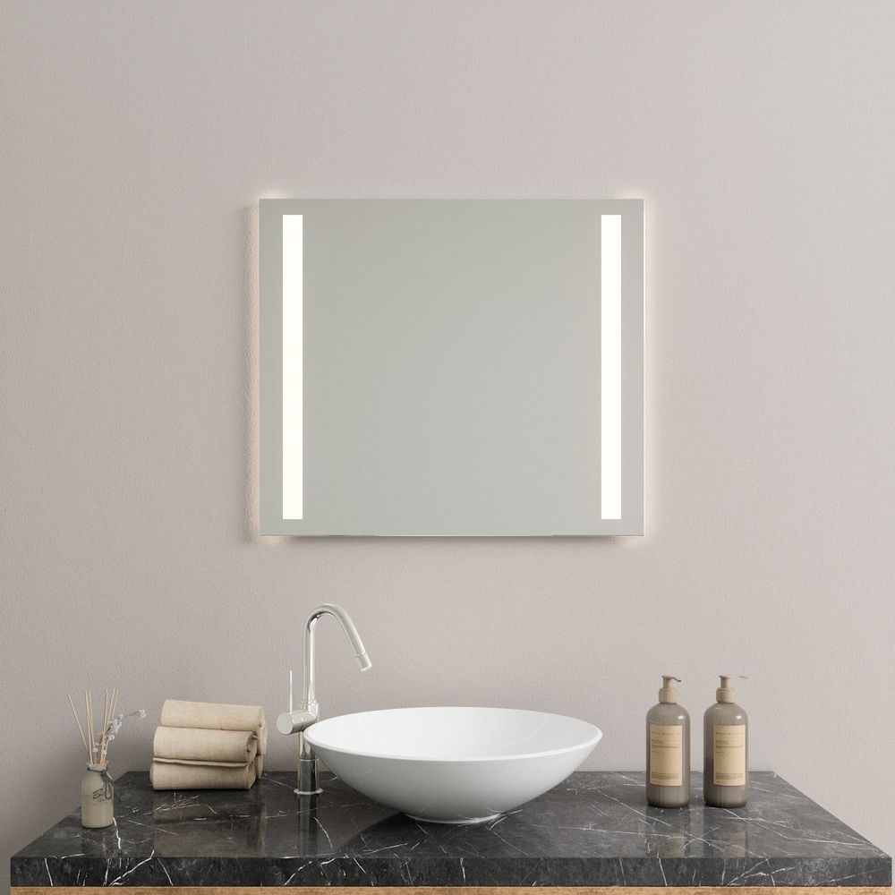 Bathroom mirrors - LED Mirror, 2 Light Strips (80x70cm) - SCANDINAVIAN GLASSFACTORY