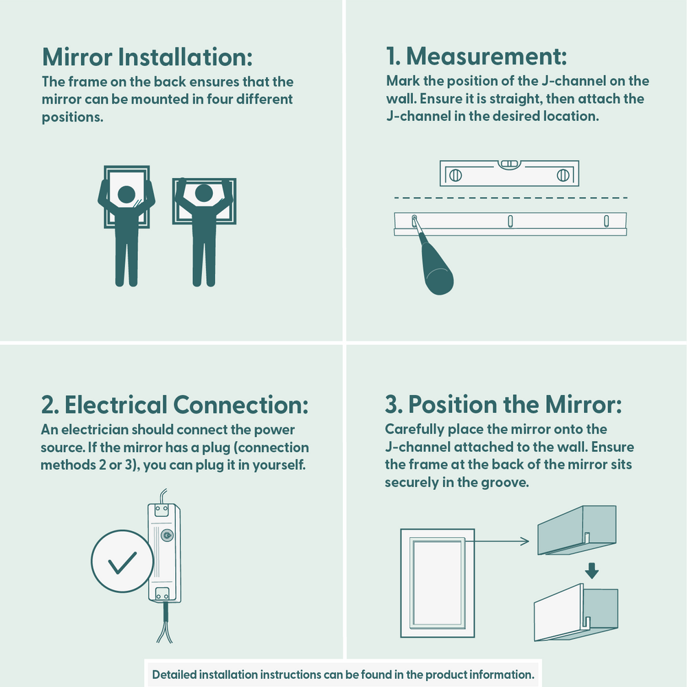 Bathroom mirrors - LED Mirror, 2 Light Strips (90x70cm) - SCANDINAVIAN GLASSFACTORY