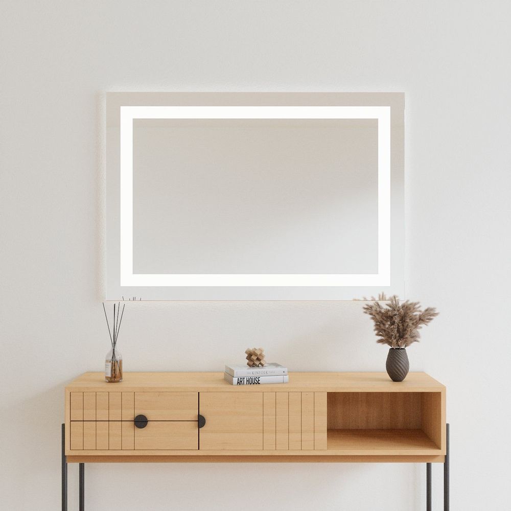 Bathroom mirrors - LED Mirror, 4 Light Strips (100x70cm) - SCANDINAVIAN GLASSFACTORY