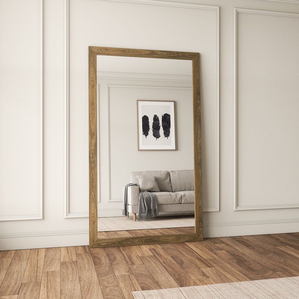 Mirrors - Wooden Mirror with 90 mm Wide Frame (110x210cm) - SCANDINAVIAN GLASSFACTORY