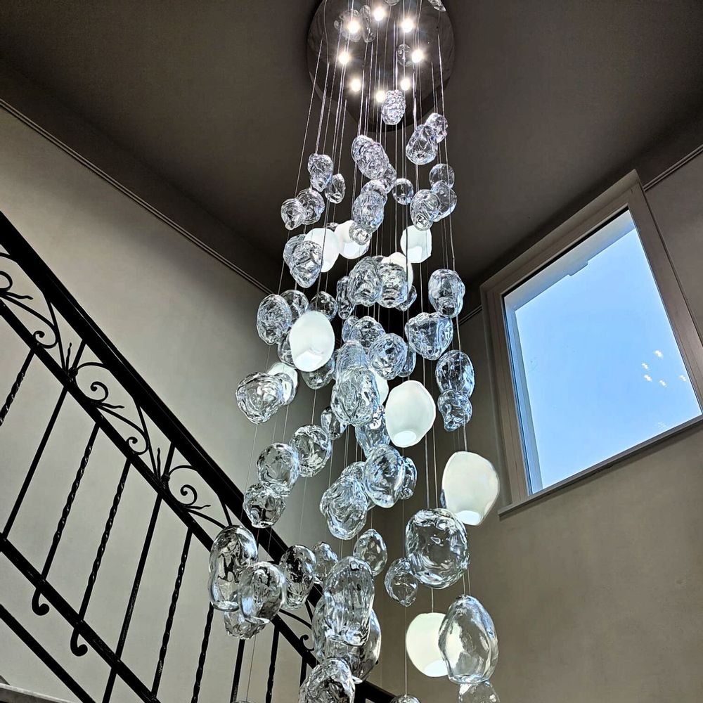 Ceiling lights - Icerock Murano Glass Suspension Light - BOTTEGA VENEZIANA