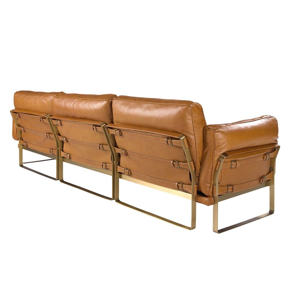 Sofas - Right chaise longue sofa in camel leather - ANGEL CERDÁ