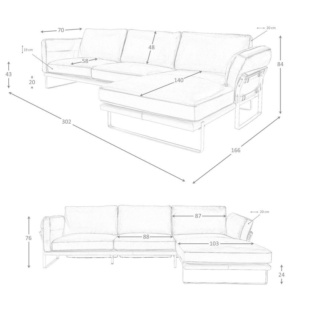 Sofas - Right chaise longue sofa in camel leather - ANGEL CERDÁ