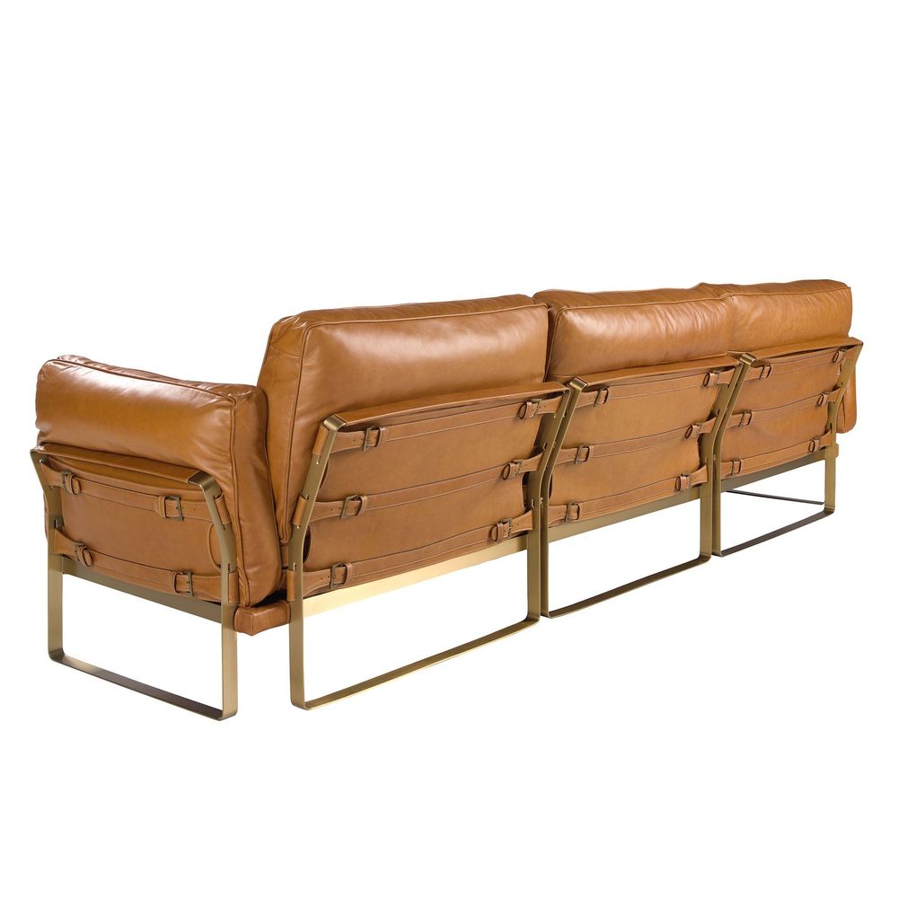 Sofas - Left chaise longue sofa in camel leather - ANGEL CERDÁ