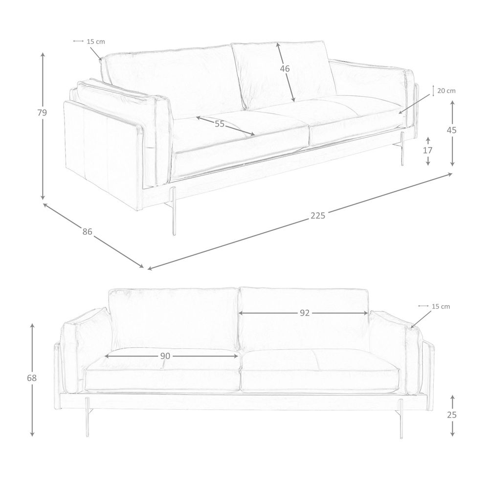 Sofas - 3-seat sofa in tobacco brown leather - ANGEL CERDÁ