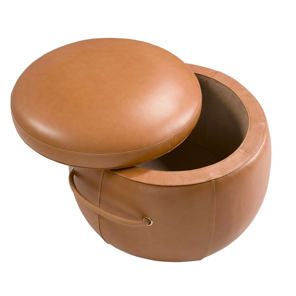 Bancs - Pouf en cuir camel - ANGEL CERDÁ