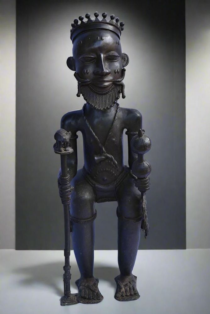 Sculptures, statuettes and miniatures - Bronze Yoruba royal couple, Nigeria - QUINTESSENCE AFRICAINE