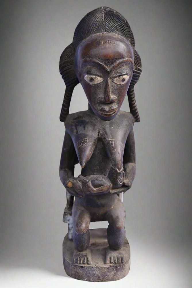 Sculptures, statuettes et miniatures - Maternité Baoule en bois, Côte d'Ivoire - QUINTESSENCE AFRICAINE