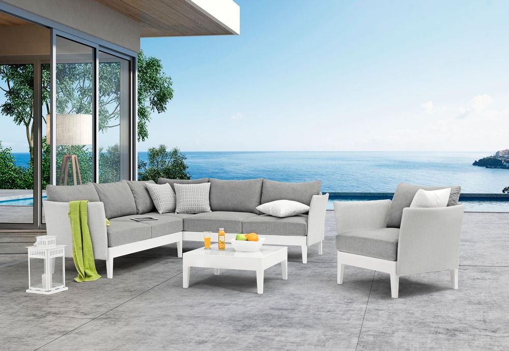 Lawn armchairs - WELCOME 1 seater aluminum sofa - COUTURE JARDIN