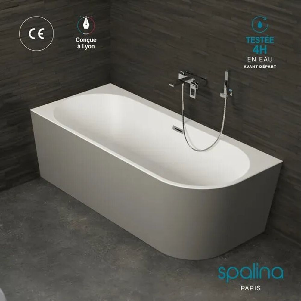 Bathtubs - CAPRI wall-mounted semi-freestanding bathtub Left 170x76cm, by SPALINA - SPALINA