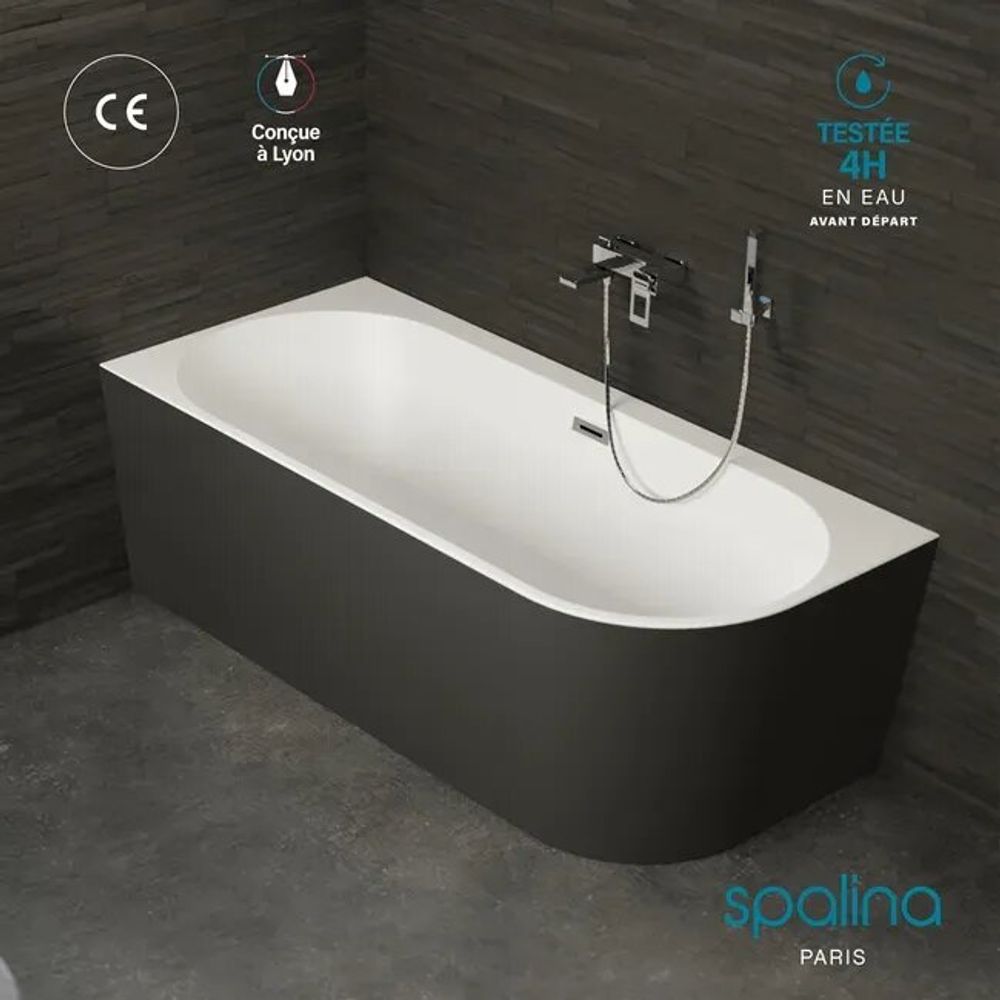 Bathtubs - CAPRI wall-mounted semi-freestanding bathtub Left 170x76cm, by SPALINA - SPALINA