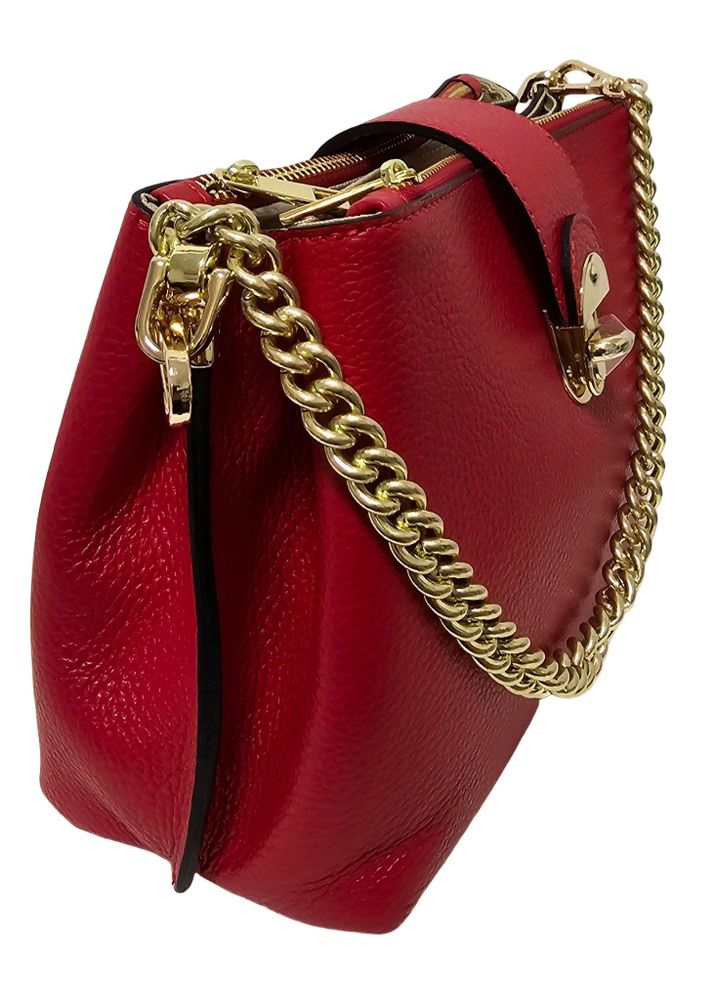 Petite maroquinerie - Sac en cuir rouge avec chaîne - L'OFFICIEL SRL