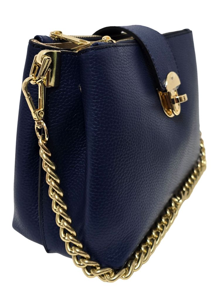 Leather goods - Sac en cuir blue avec chaîne - L'OFFICIEL SRL