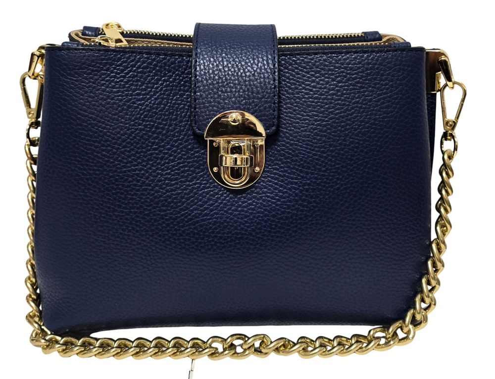 Leather goods - Sac en cuir blue avec chaîne - L'OFFICIEL SRL