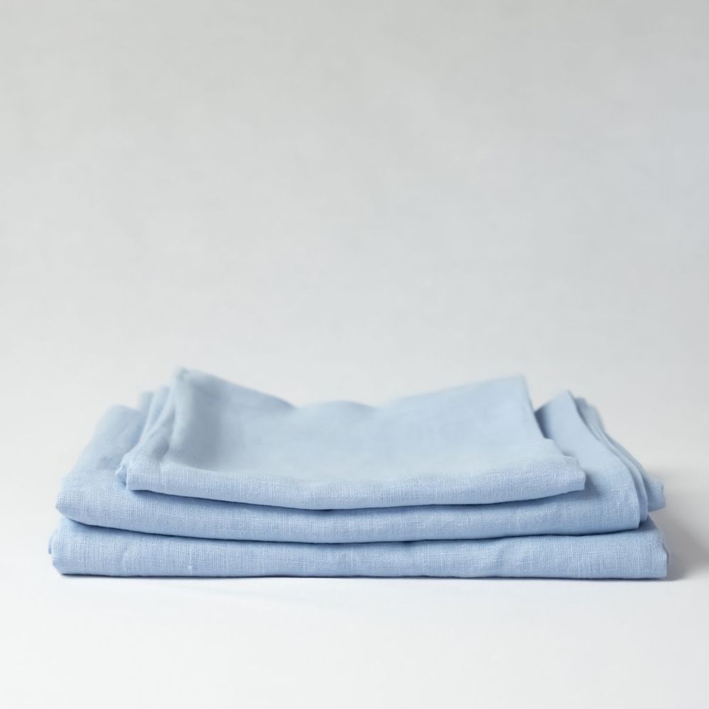 Linge de table textile - Nappe en lin bleue 140 x 260 cm - OURY HOME