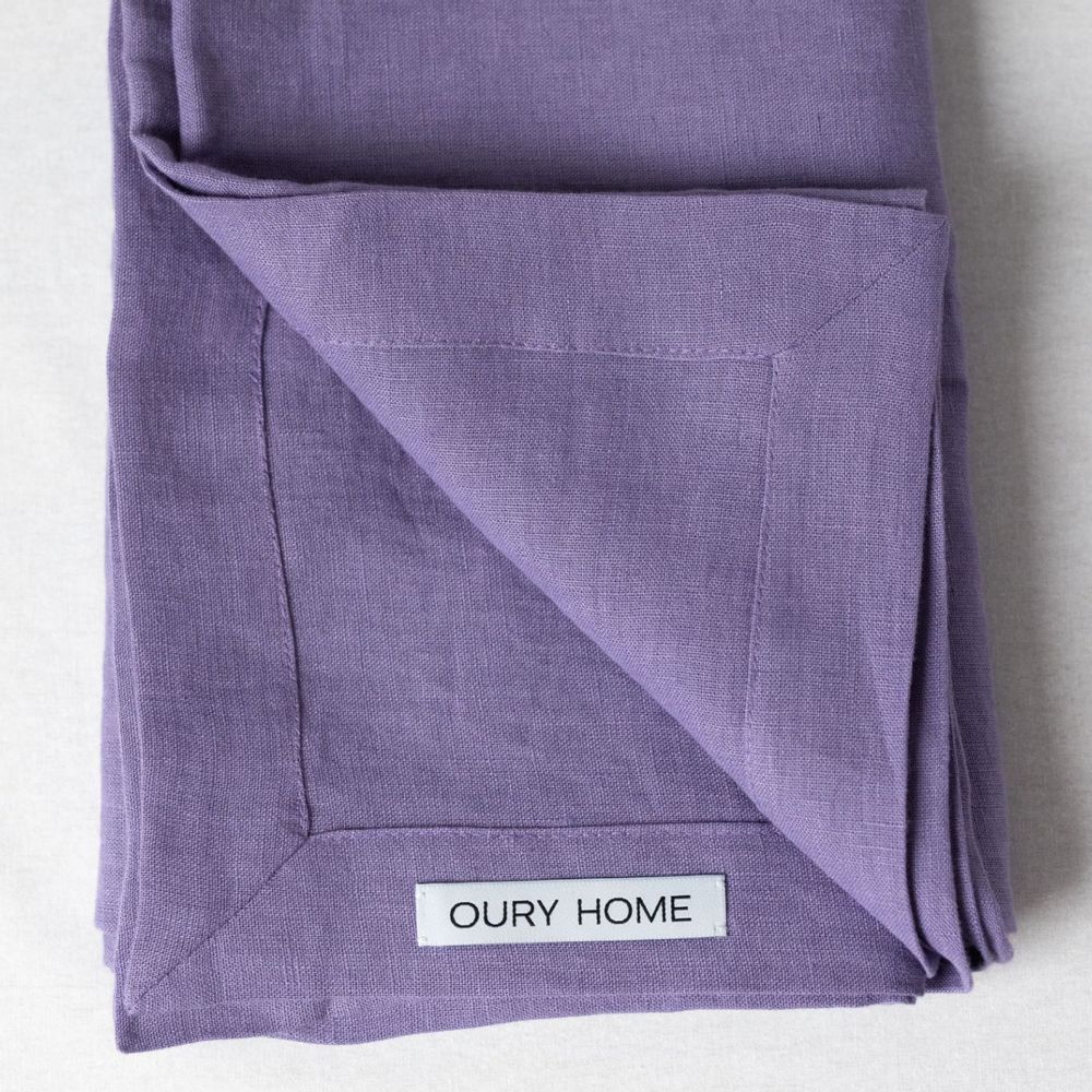 Table linen - Violet Linen Tablecloth 140 x 180 cm - OURY HOME