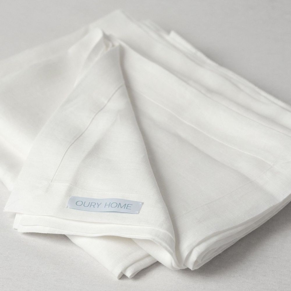 Table linen - White Linen Tablecloth 140 x 180 cm - OURY HOME