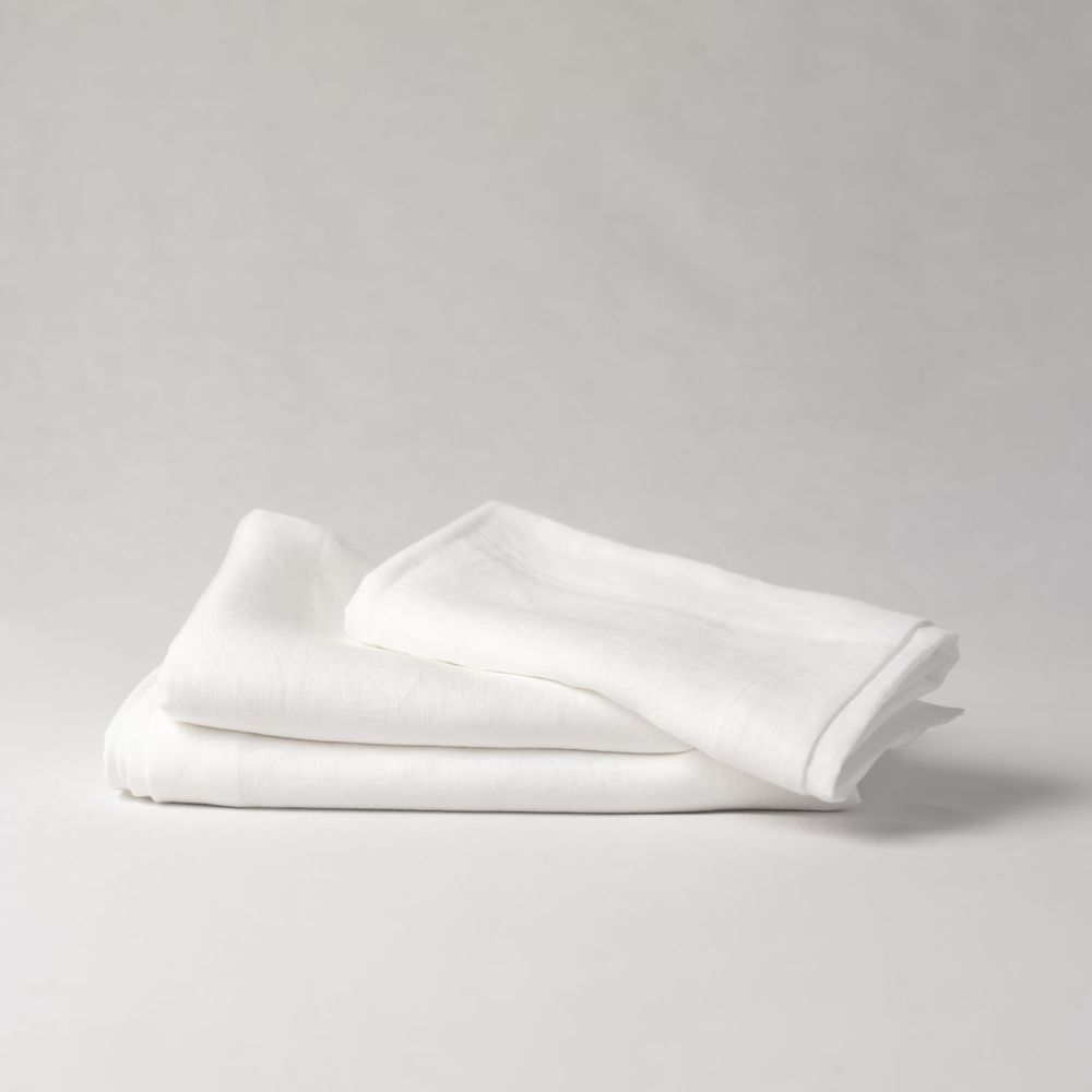 Table linen - White Linen Tablecloth 140 x 180 cm - OURY HOME