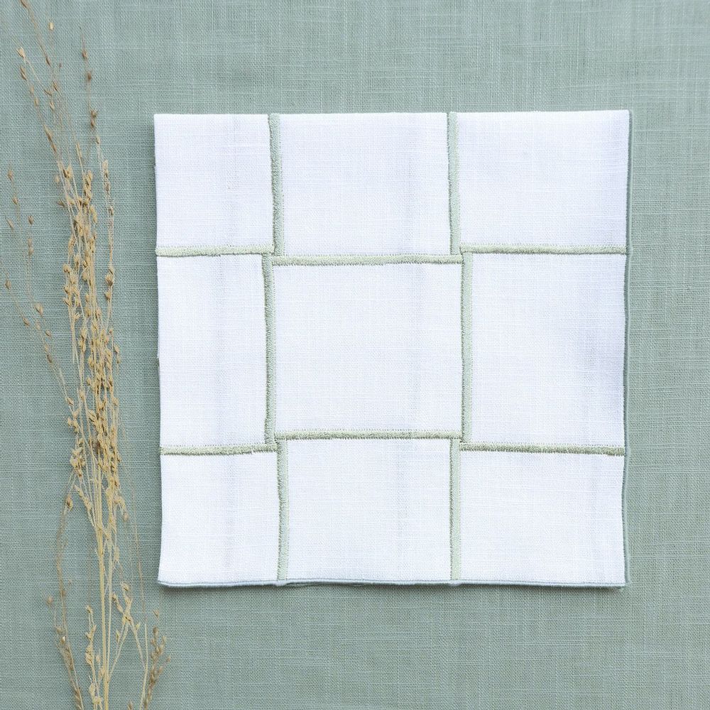 Table linen - Linen Napkin - QUADRO Sage Green - GIARDINO SEGRETO